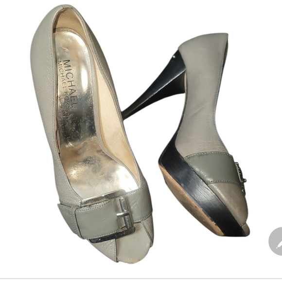 Michael Kors allister Gray Peep-Toe Heels Stiletto 6 - Picture 1 of 7